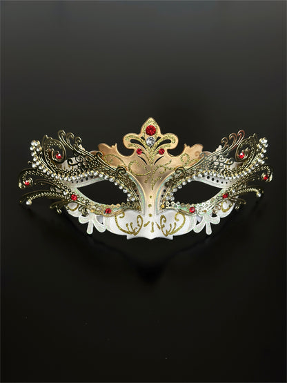 Golden Flame Fox Mask - Red Rhinestones