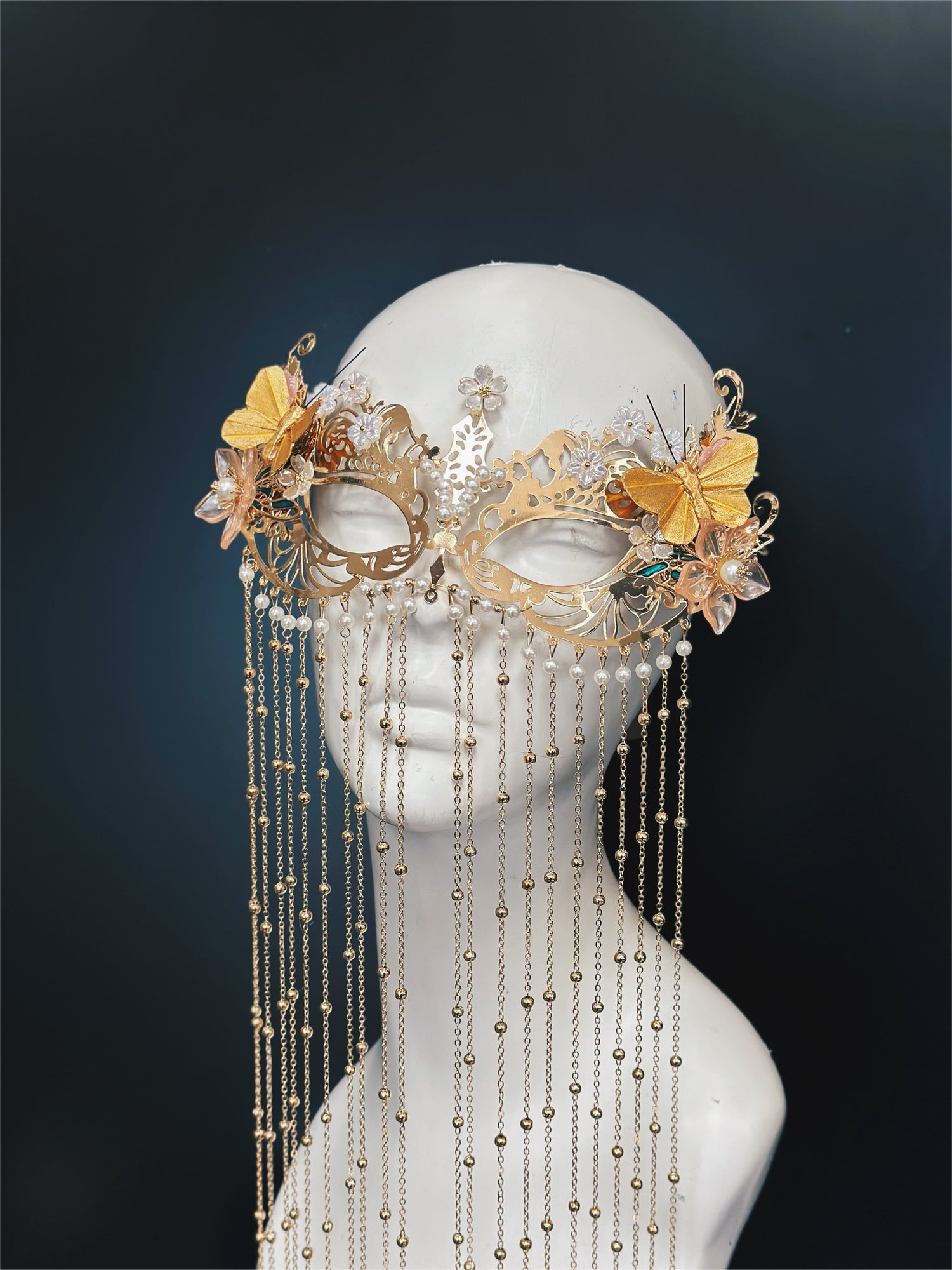 Butterfly Chain Mask - Gold