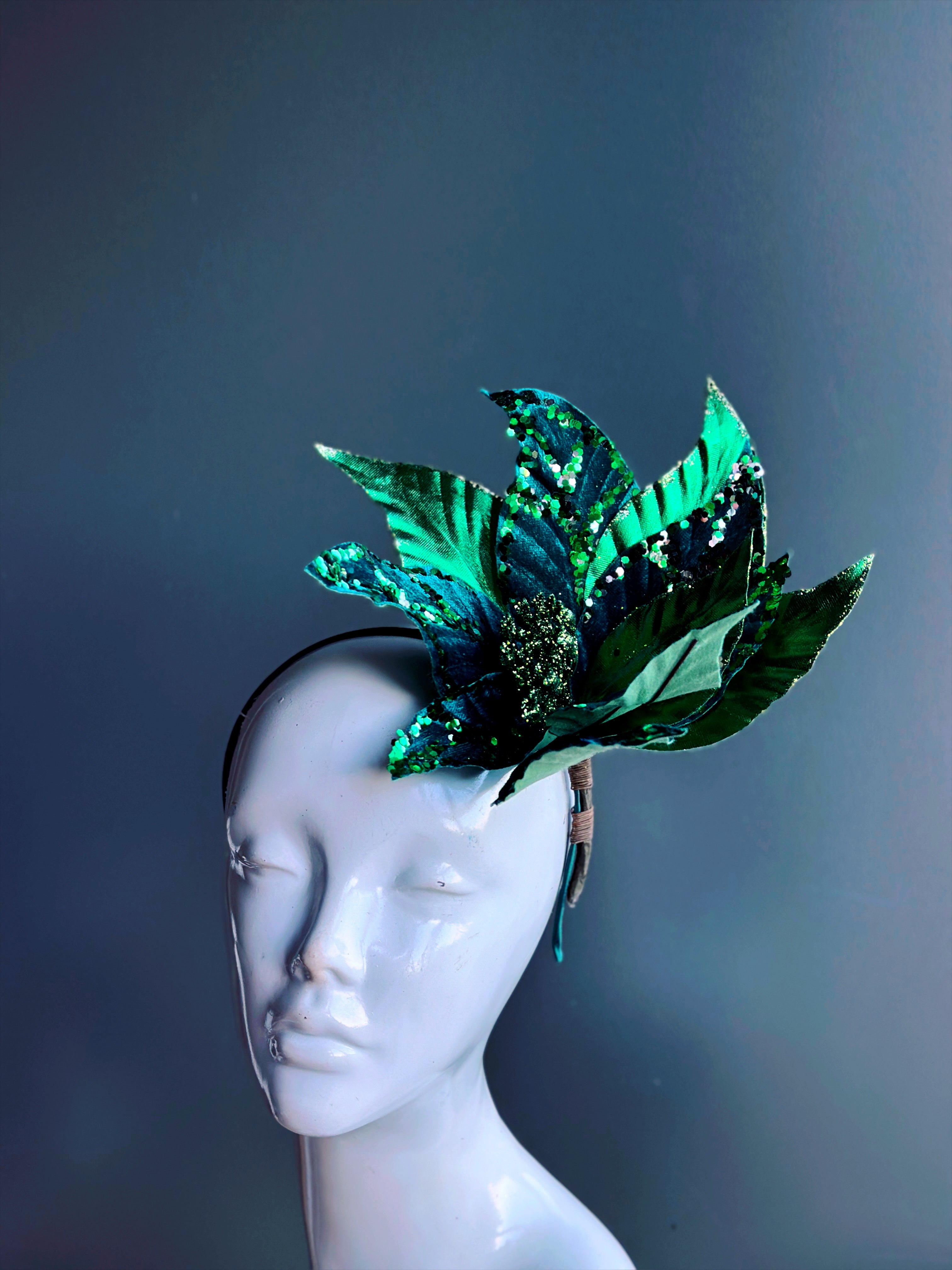 Christmas Headband Green poinsettia
