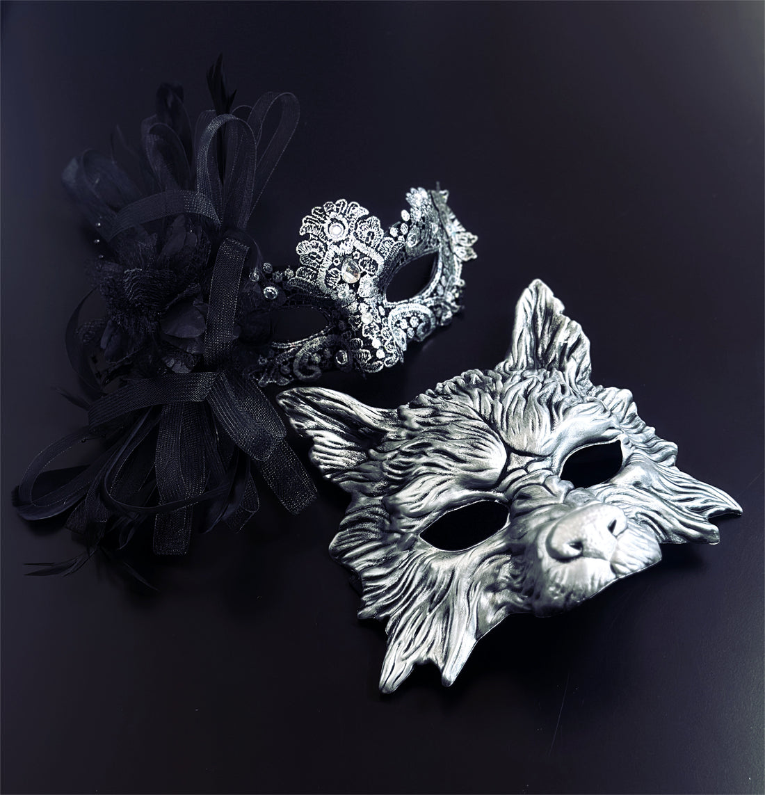 Moonlit Shadow Feather Duo - Silver