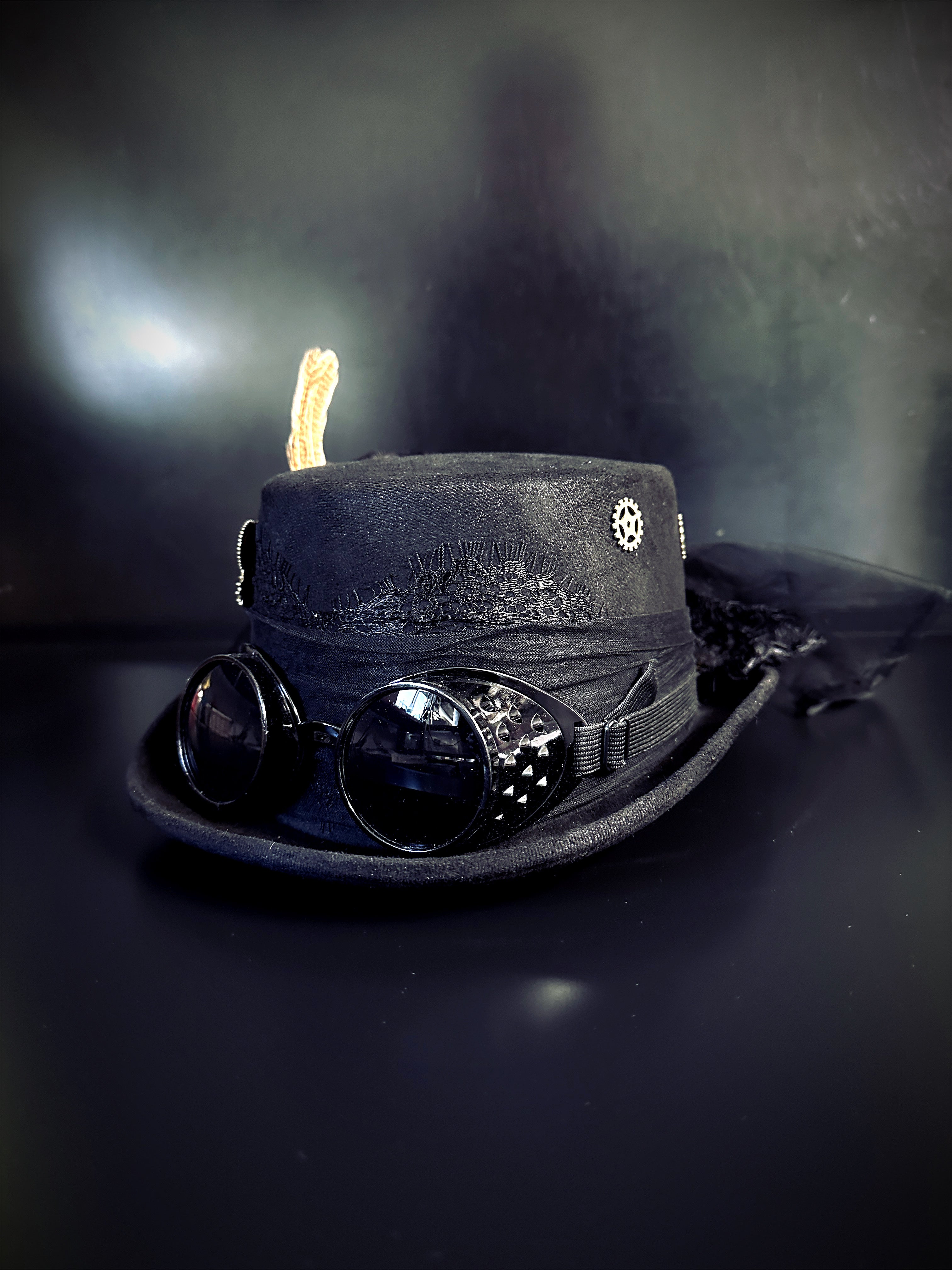 Steampunk Veil Hat - Black
