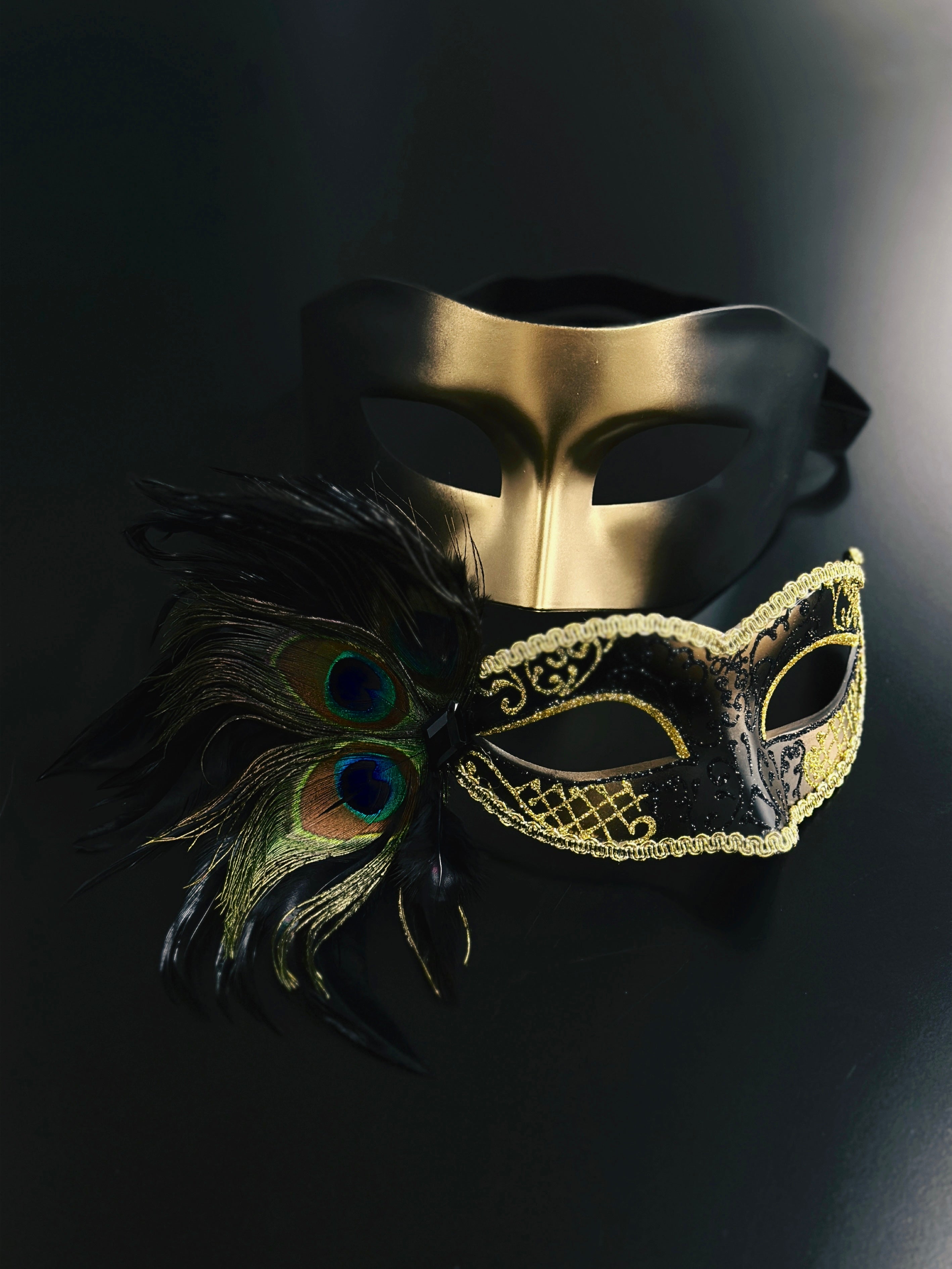 Golden Serenade - Peacock feathers Pair