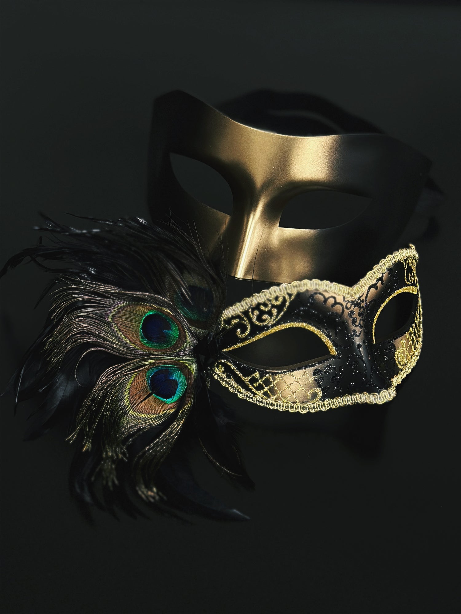 Golden Serenade - Peacock feathers Pair