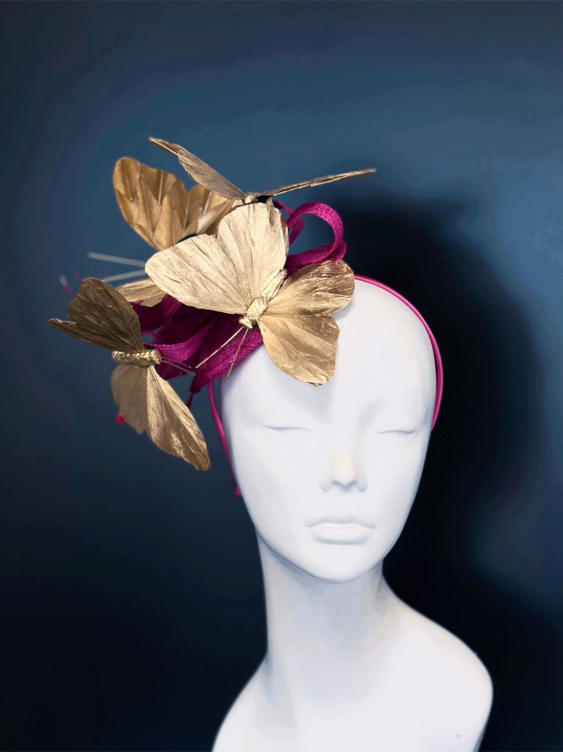 Butterfly Fascinator - Magenta &amp; Gold
