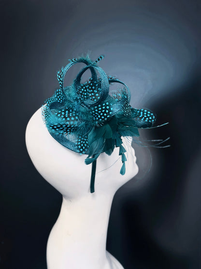 Teal Feather Fascinator Hat
