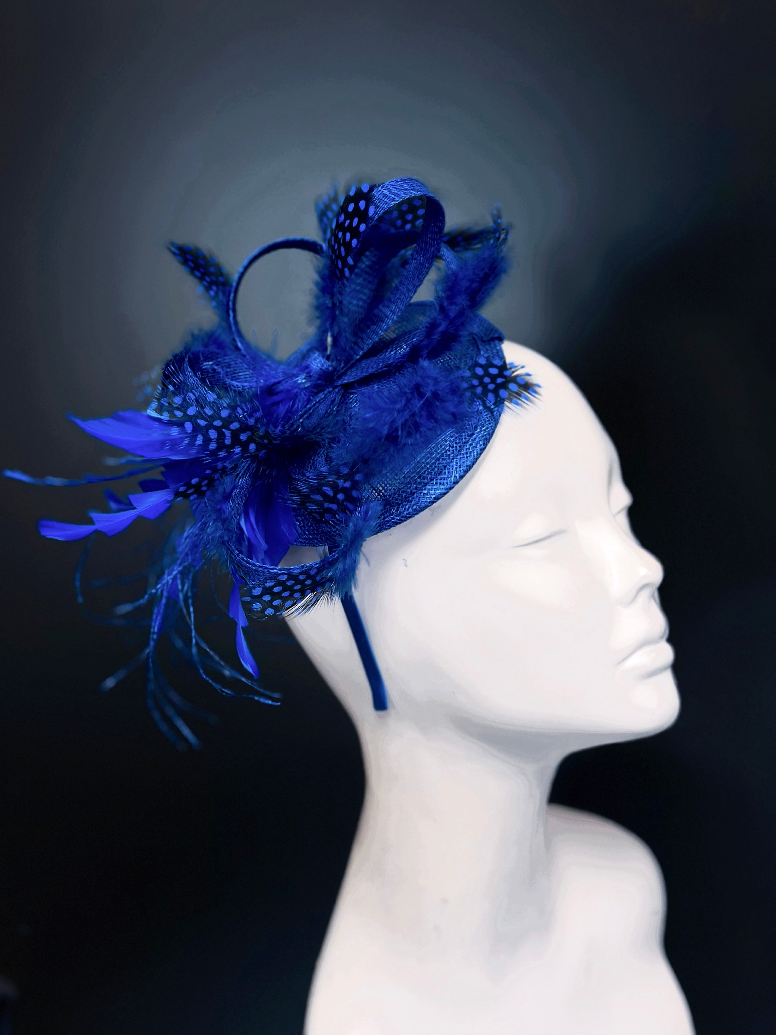 Cobalt Blue Feather Fascinator Hat
