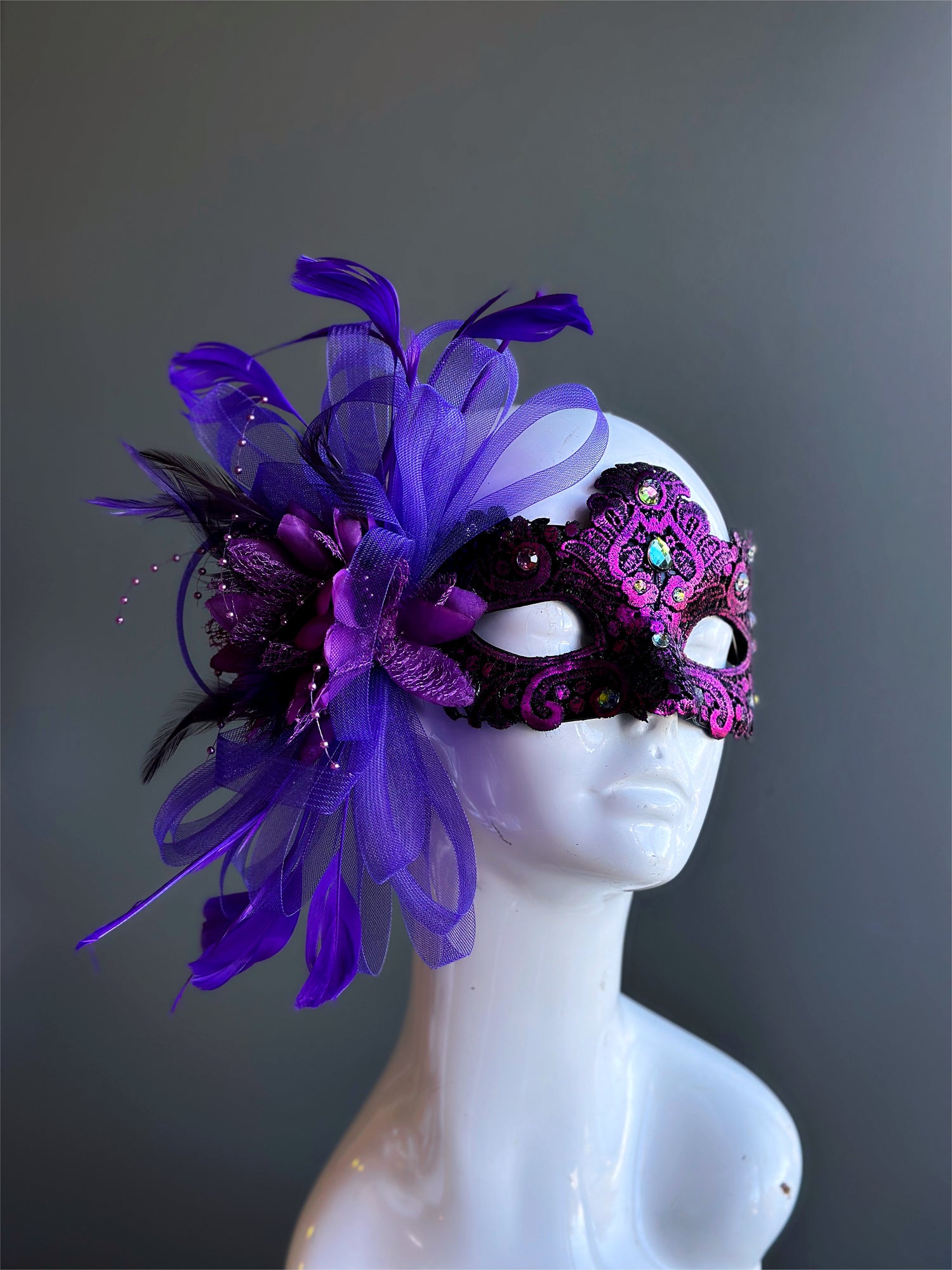 Macrame Feather Mask - Purple