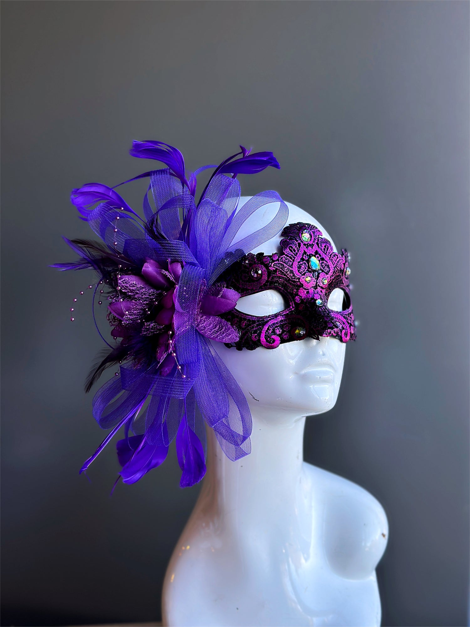 Macrame Feather Mask - Purple