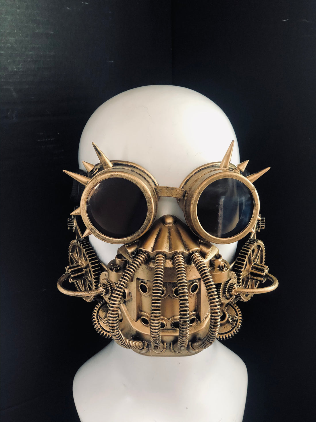 Cosplay Gas Mask Spiked Goggles - Gold