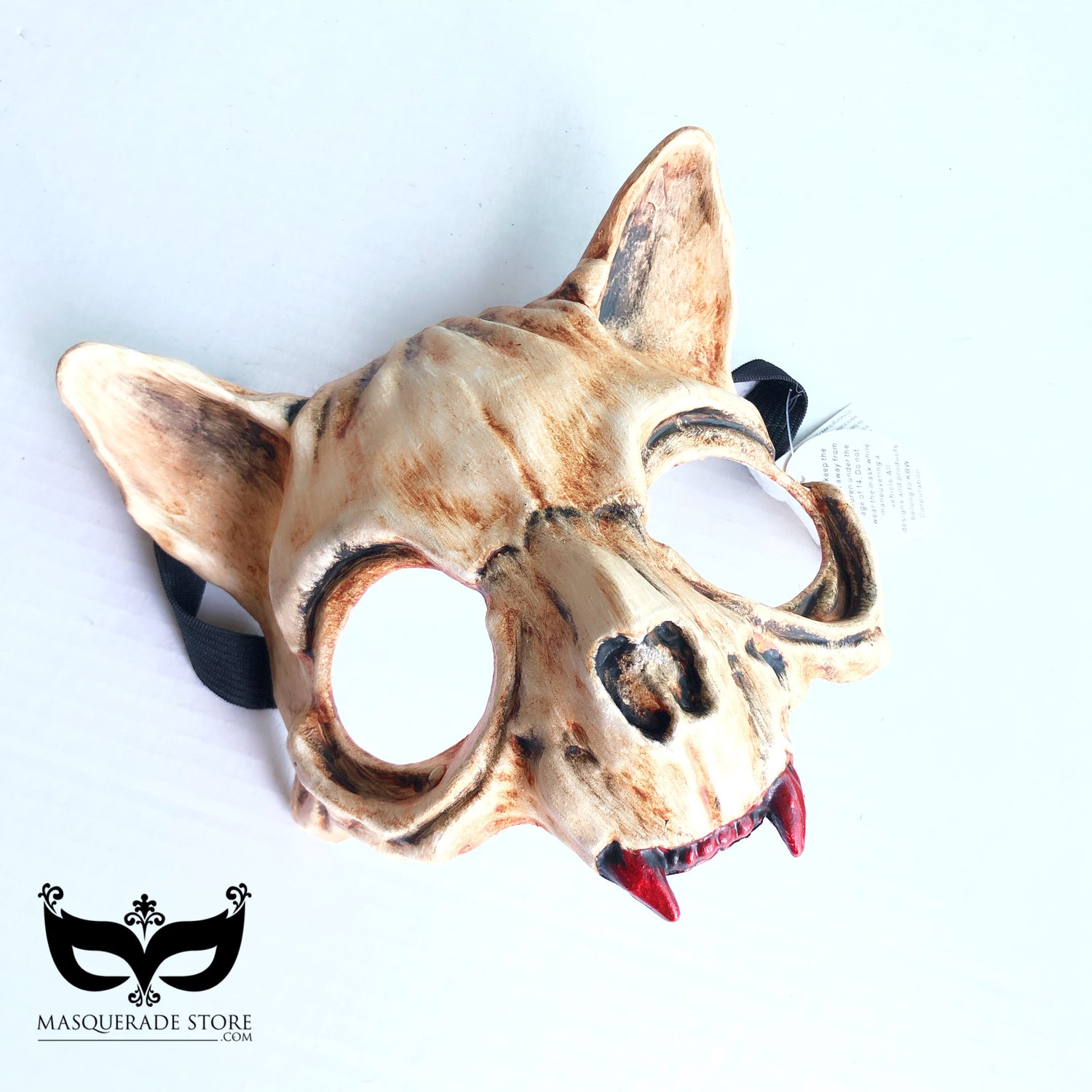 Vampire Cat Mask - Natural Bone