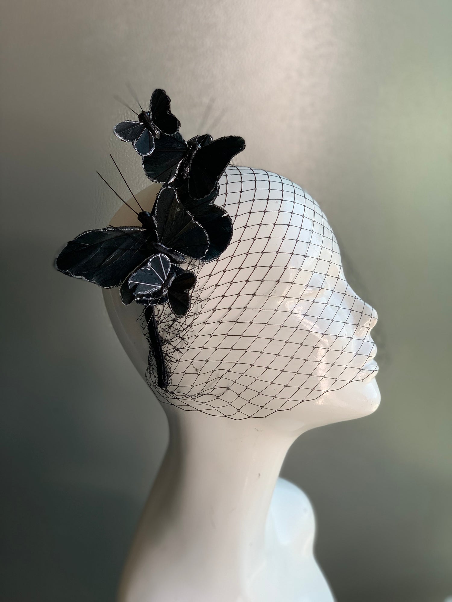 Midnight Flutter Veil Fascinator