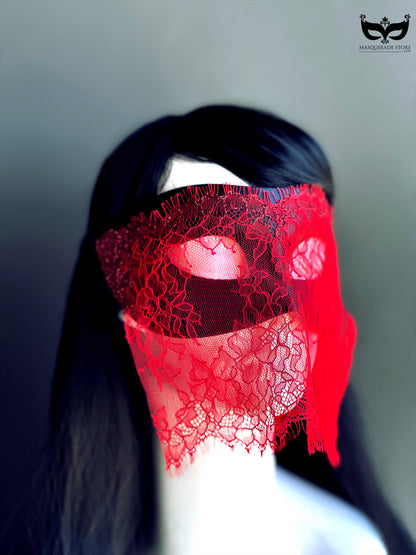 Classic Black Mask- Red Veil