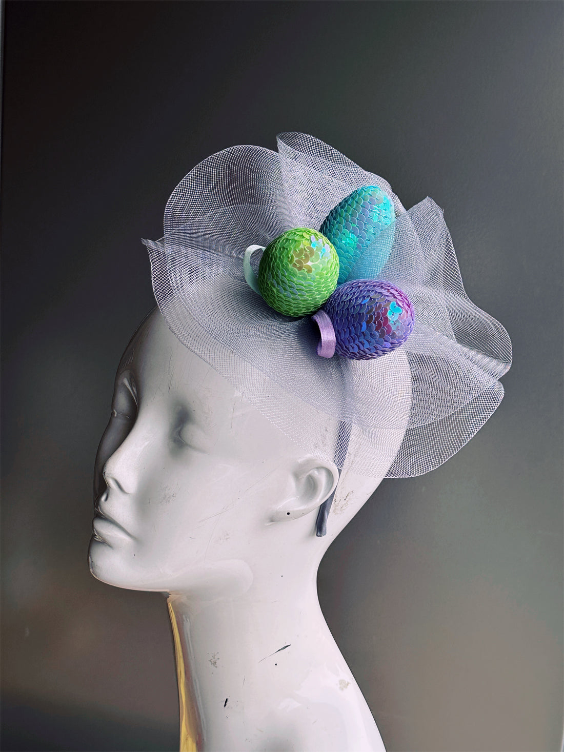 Sequin Egg Ascot - Silver