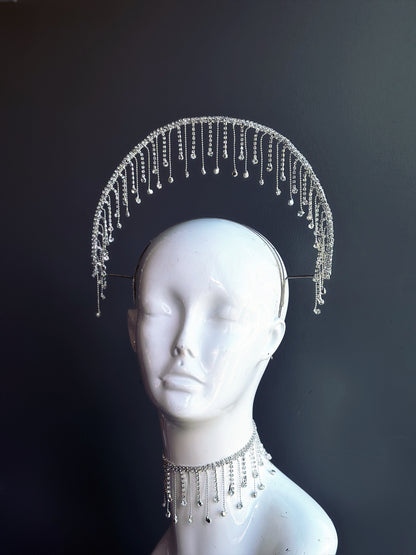 Crystal Halo and Choker - Silver