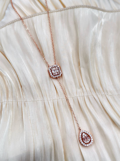 Crystal Cascade - Necklace (Rose Gold)