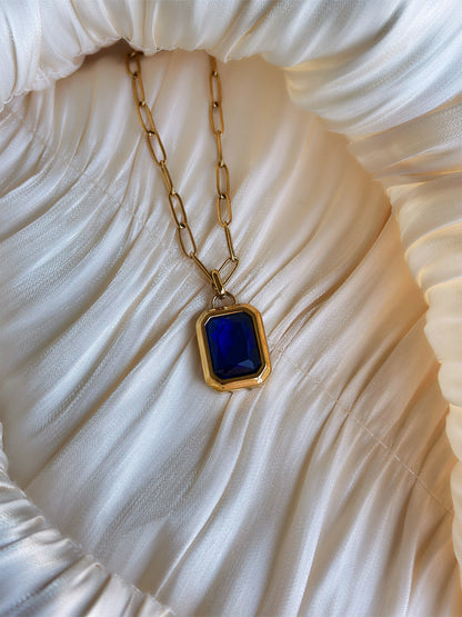 Regal Gem - Necklace (Gold/Blue)