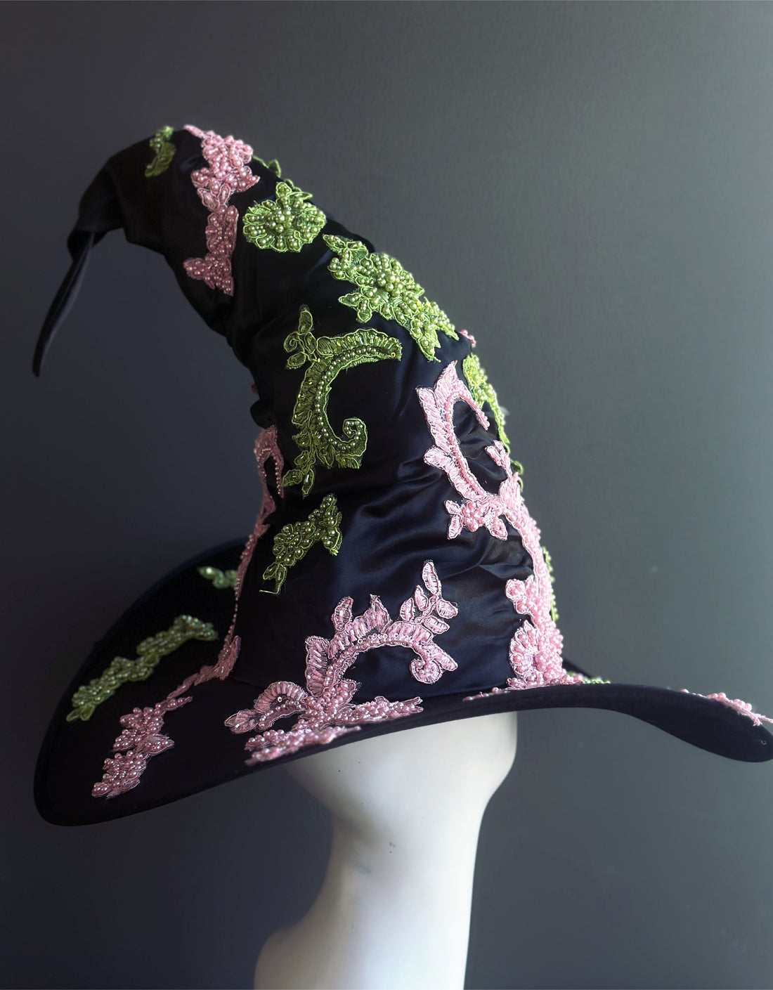 Enchanted Bloom  – Green and Pink Witch Hat