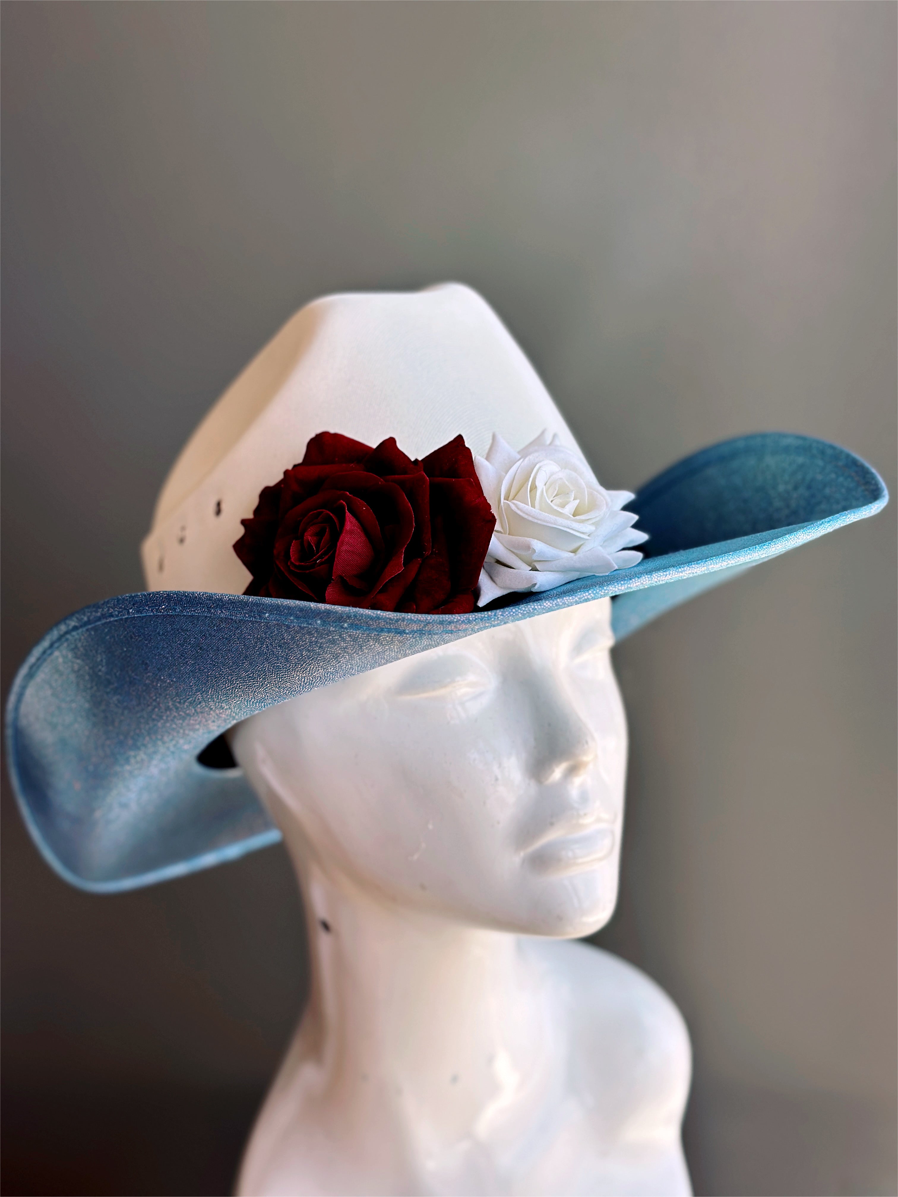 Cowboy Hat Womens Fourth of July Red White Blue Roses | Masquerade Store