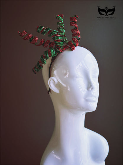 Christmas Curl Ribbon Fascinator Hat