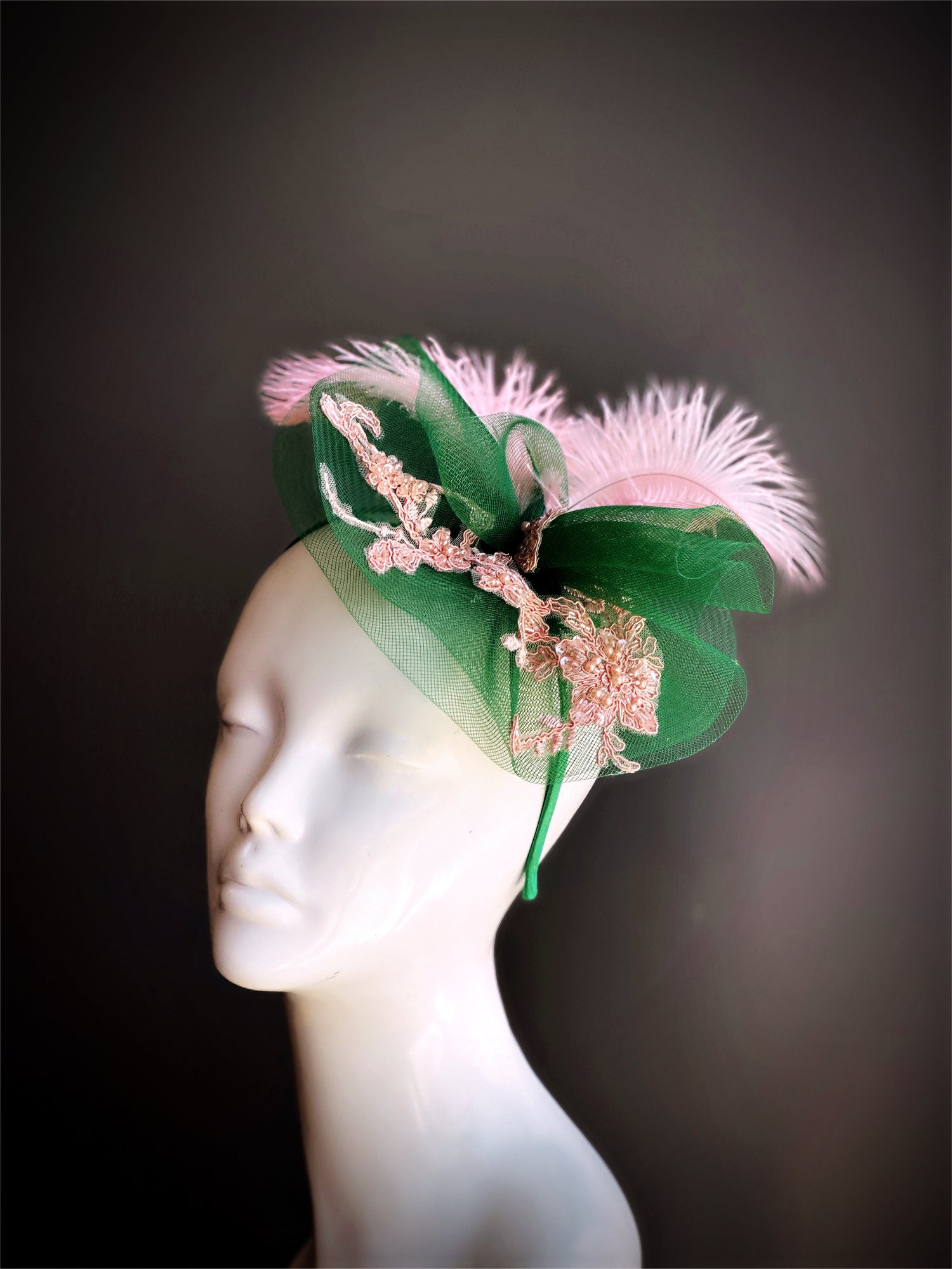 Pink Green Fascinator