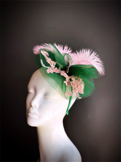 Pink Green Fascinator