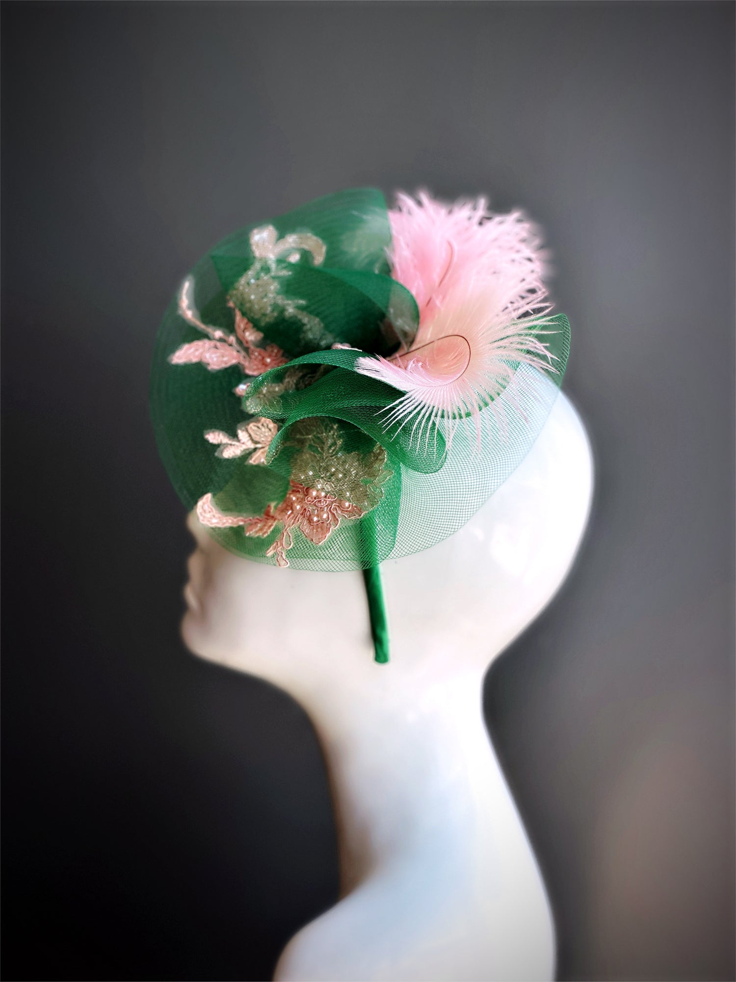 Pink Green Fascinator