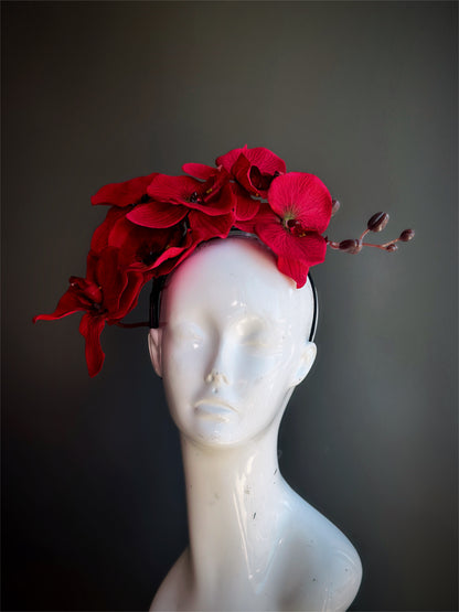 Orchid Fascinator - Red