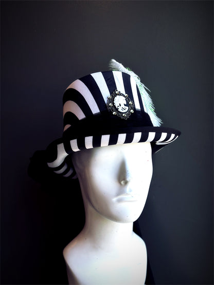 Black &amp; White Striped Top Hat - Beetlejuice Inspired