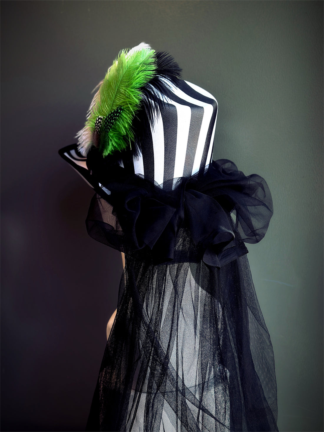 Black &amp; White Striped Top Hat - Beetlejuice Inspired