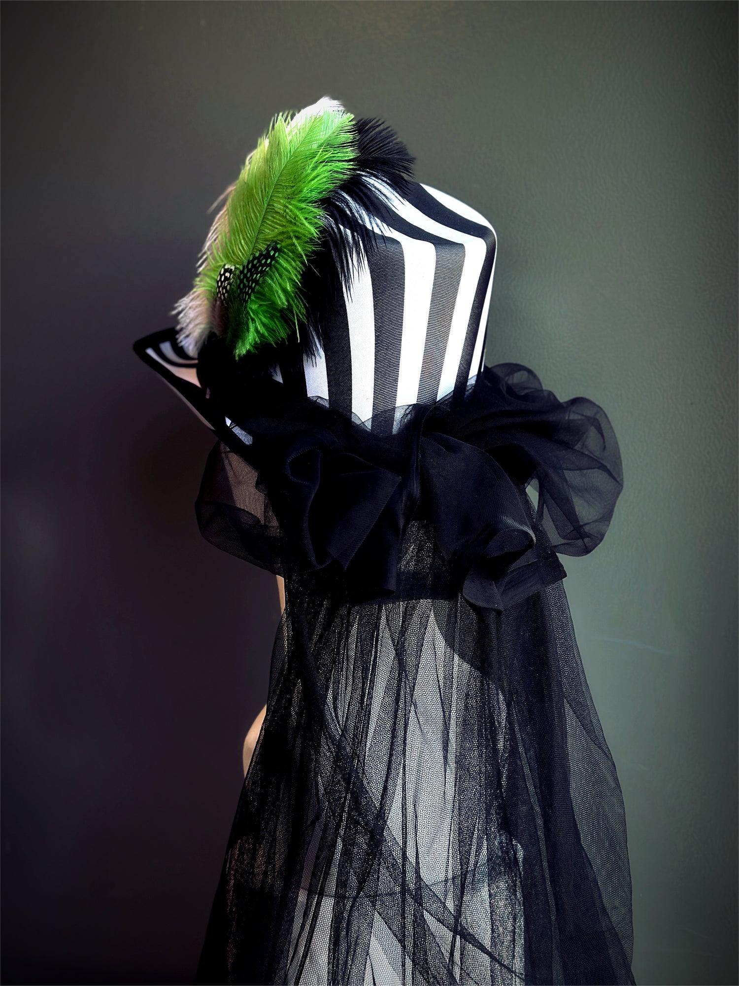 Black &amp; White Striped Top Hat - Beetlejuice Inspired
