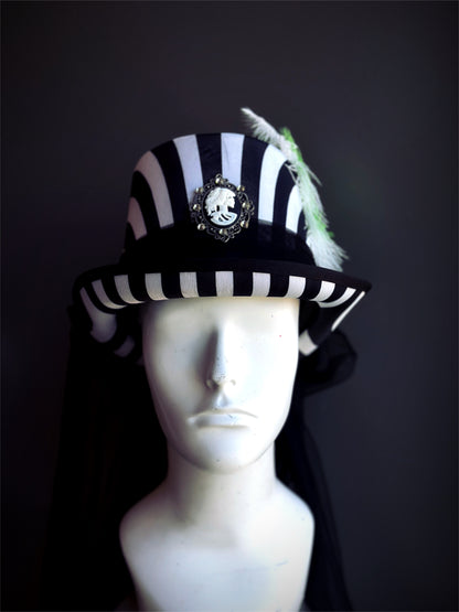 Black &amp; White Striped Top Hat - Beetlejuice Inspired