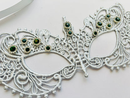Royale Gala Mask - Silver Emerald