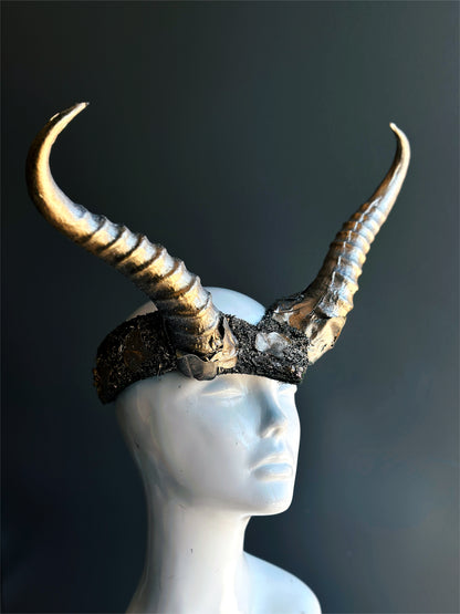 Ram Long Horn Headdress - Bronze