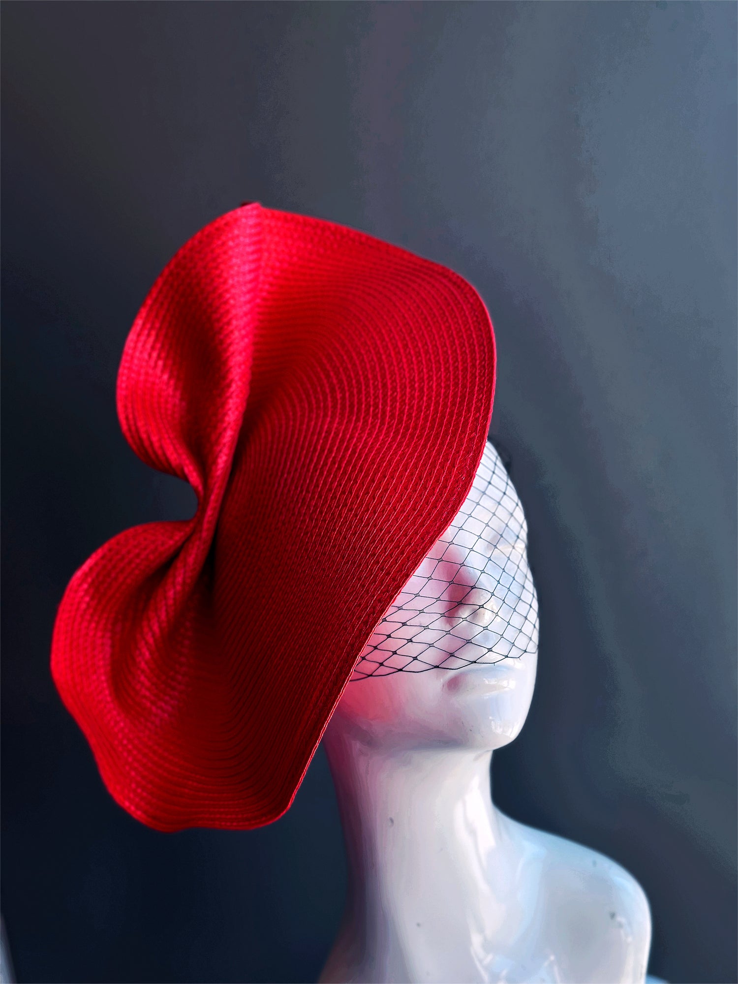 Crimson Spiral - Red Fascinator