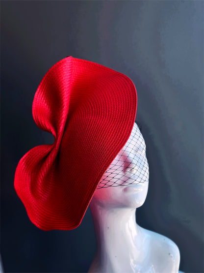 Crimson Spiral - Red Fascinator