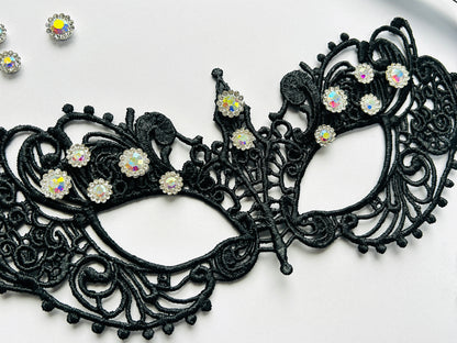 Midnight Royale Mask - Black AB Crystal