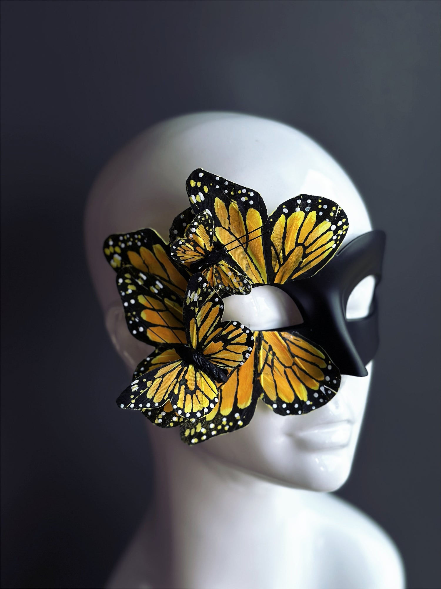 Butterfly Mask - Black and Yellow Monarch