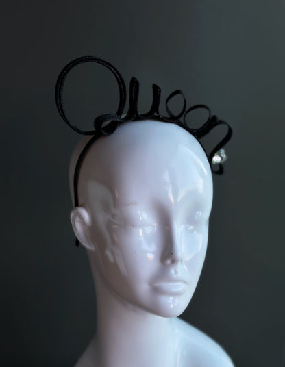 "Queen" Minimalist Ribbon Fascinator Headband