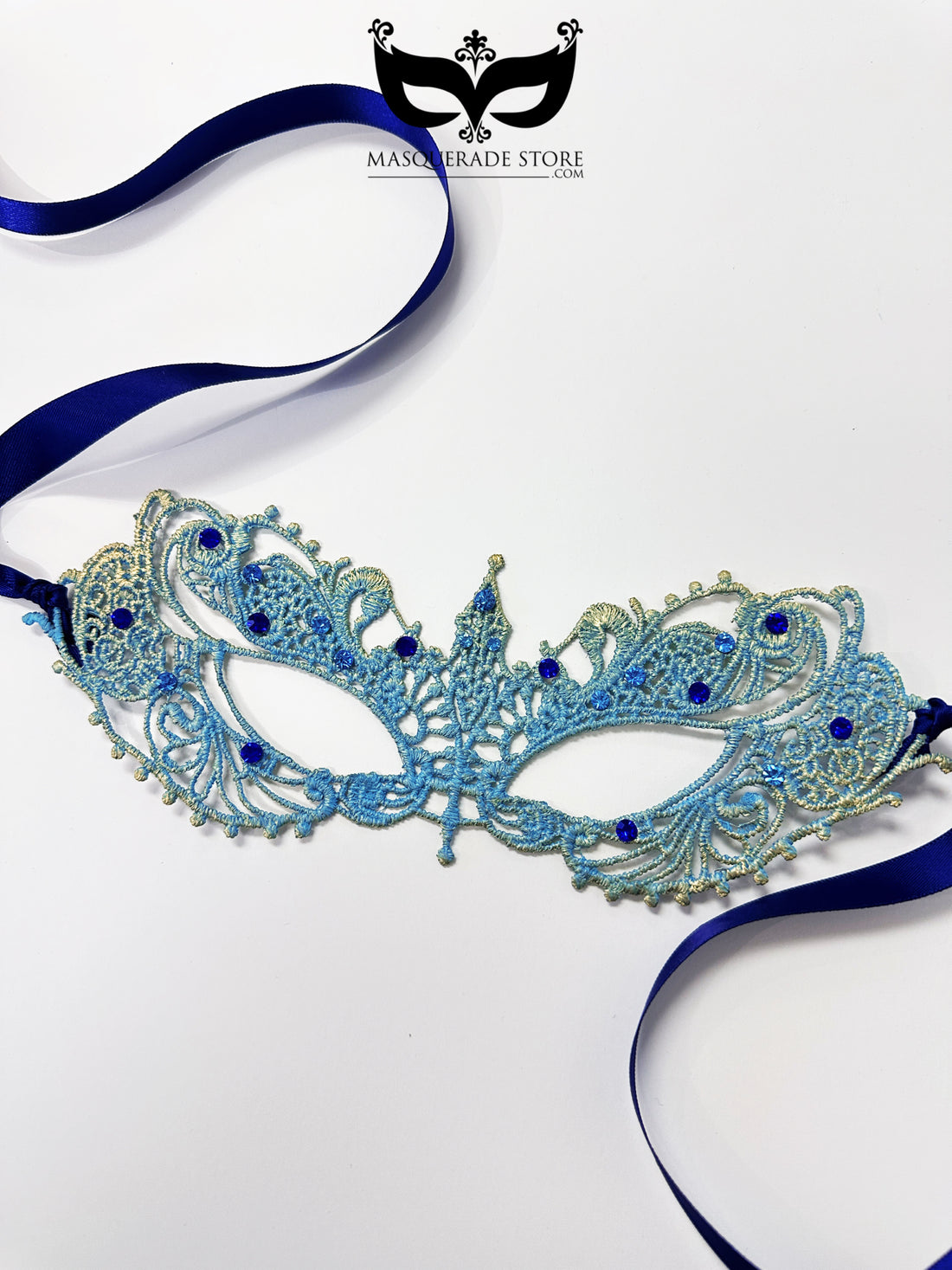 Ana Lace Mask - Light Blue and gold