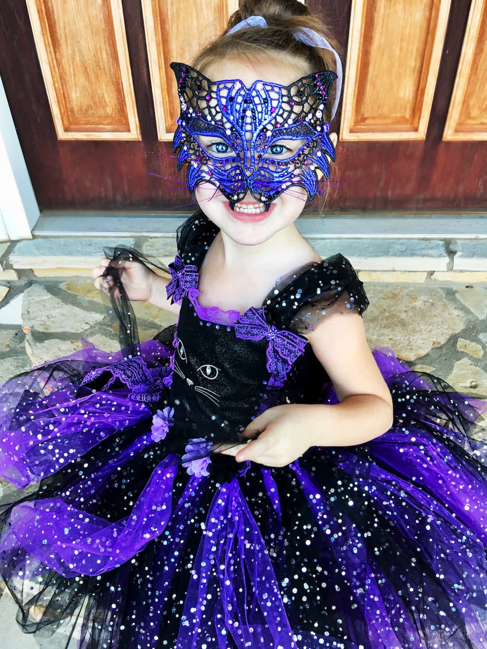 Kids Cat Mask - Purple/Black