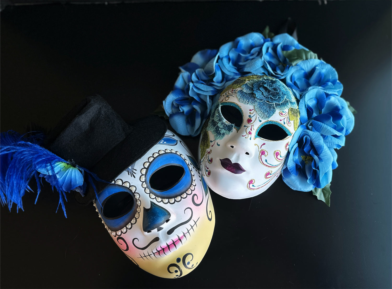 Day of the Dead - Couples Blue Floral