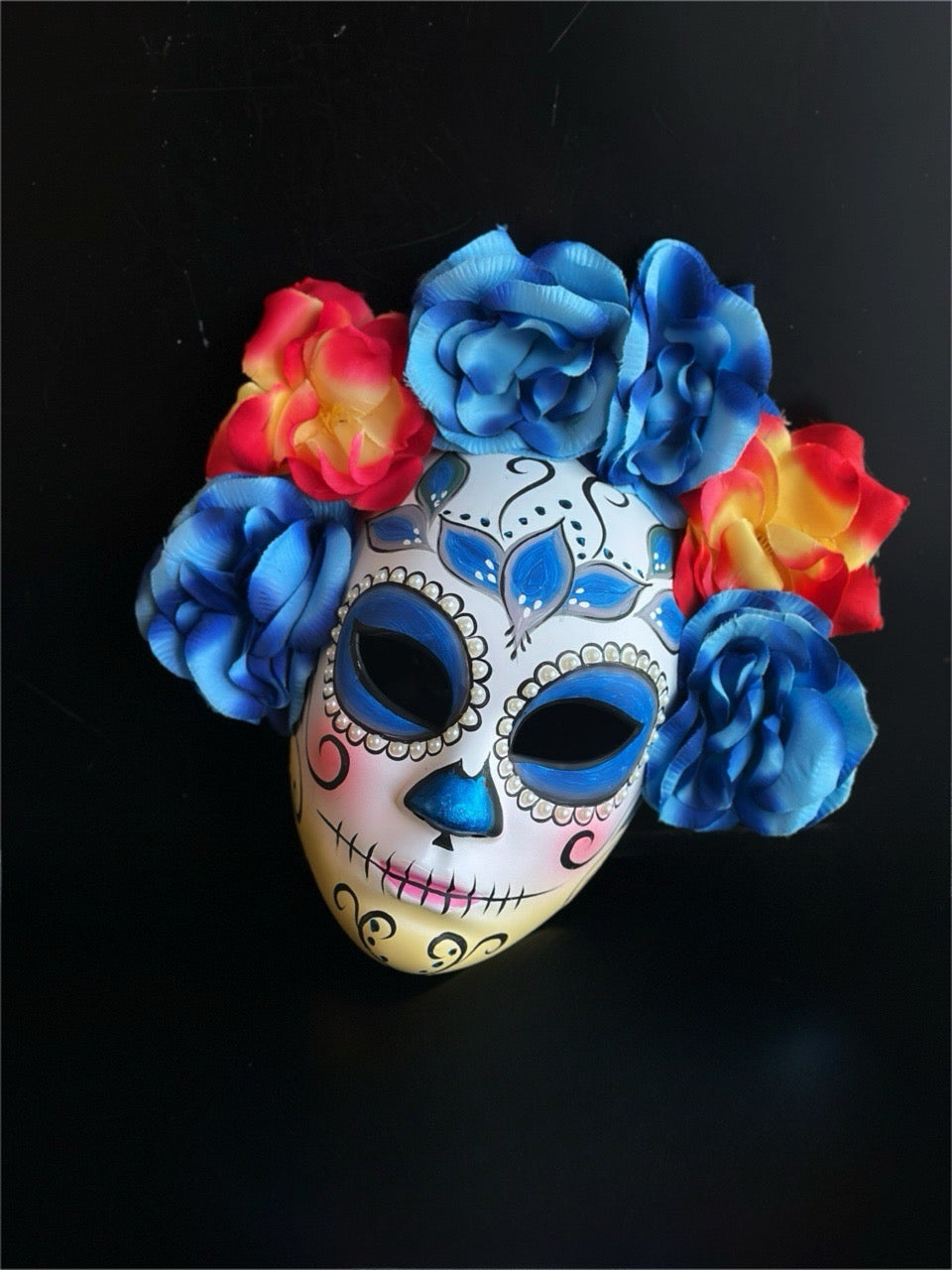 Catrina Flower Mask - Blue/White