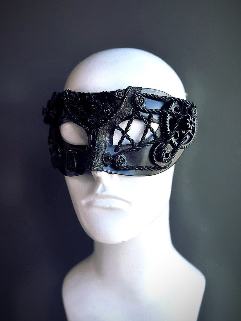 Shadow Mechanica - Black Steampunk Mask