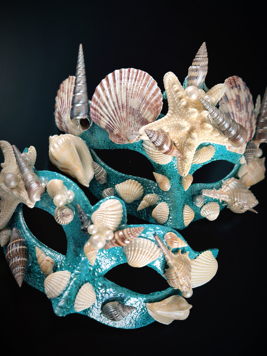 Ocean King &amp; Queen Masks - Turquoise