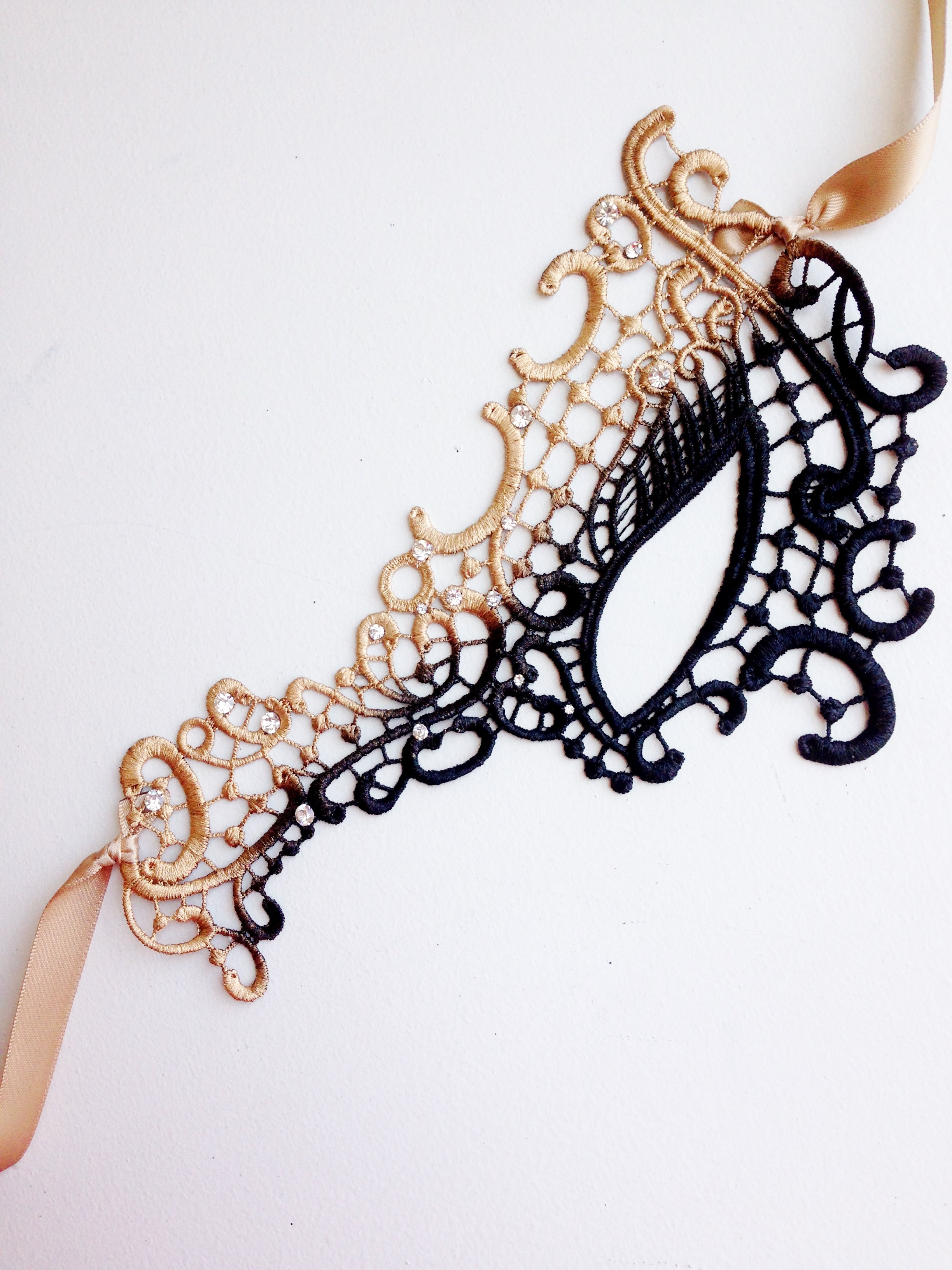 Phantom Lace Mask - Gold Ombre (Left Eye)