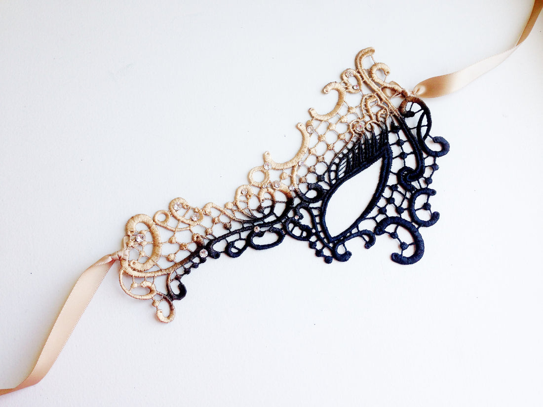 Phantom Lace Mask - Gold Ombre (Left Eye)