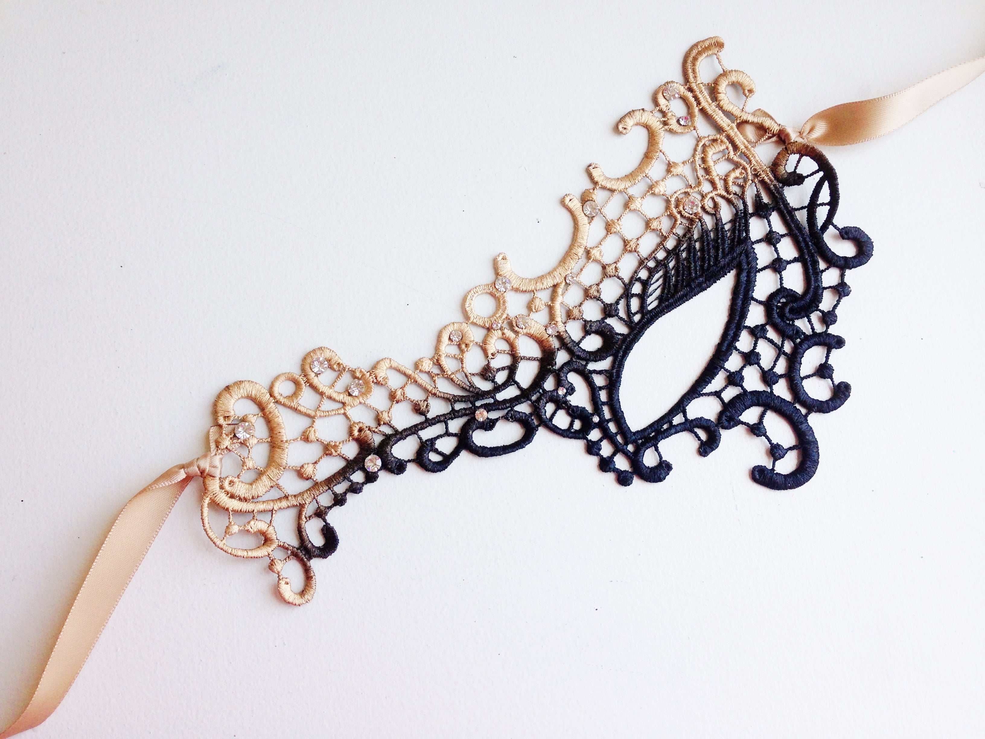 Phantom Lace Mask - Gold Ombre (Left Eye)