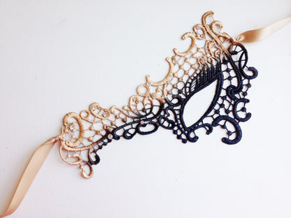 Phantom Lace Mask - Gold Ombre (Left Eye)