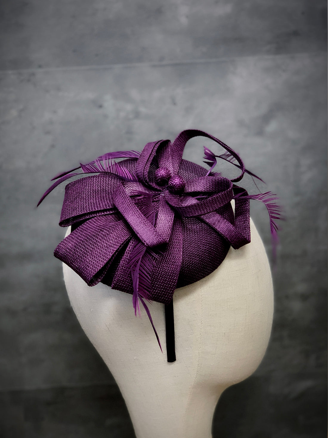Bow Style Fascinator Hat – Purple