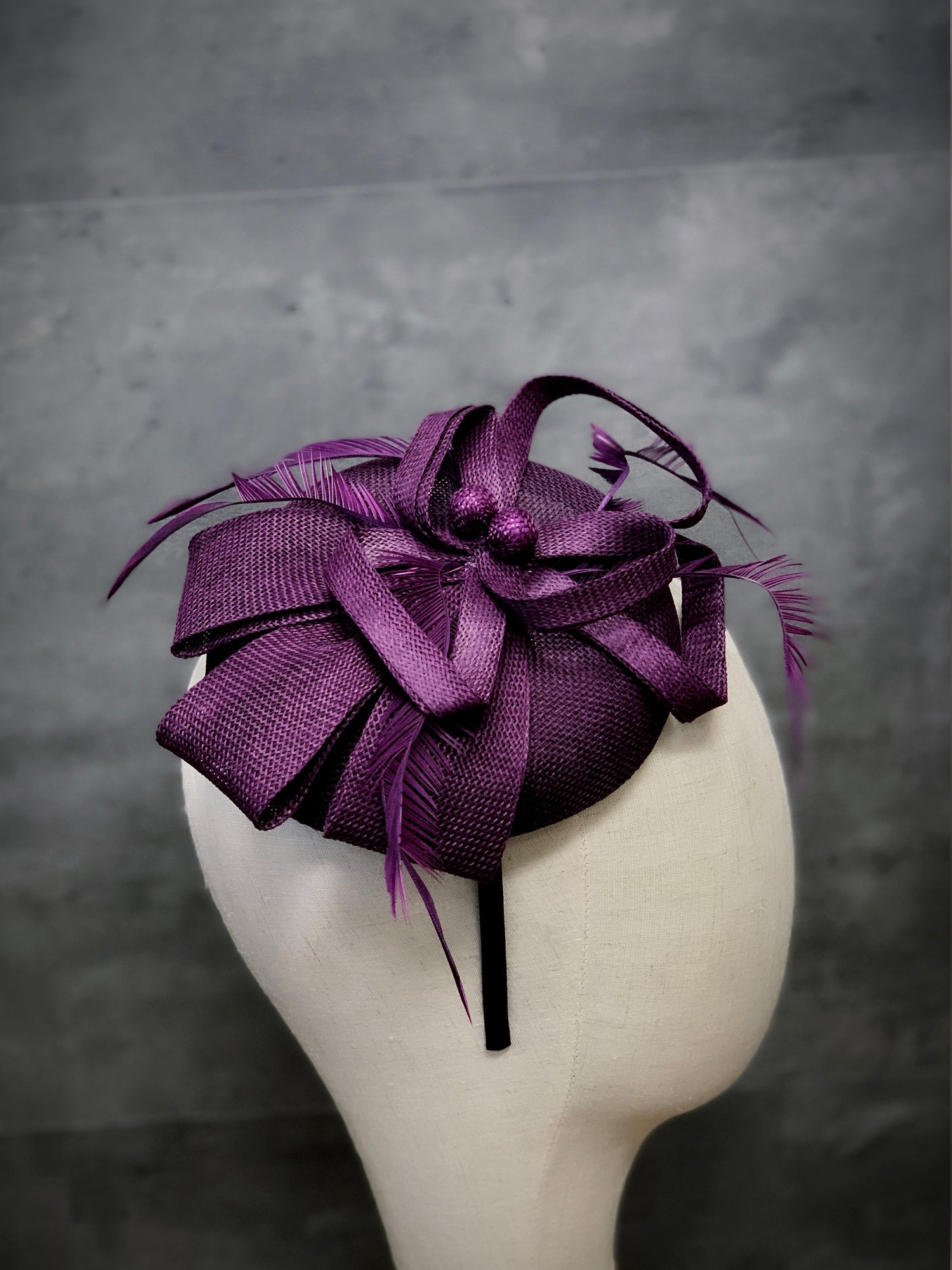 Bow Style Fascinator Hat – Purple